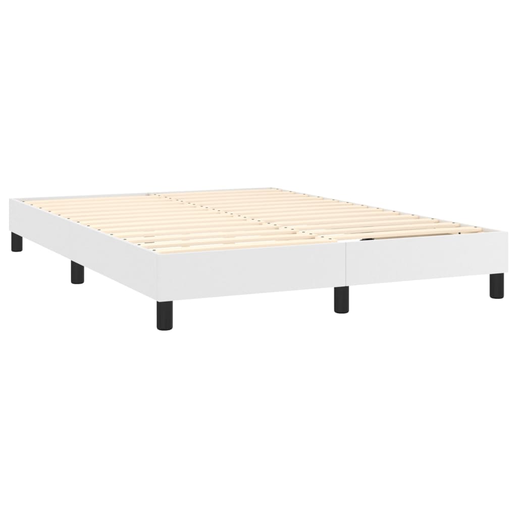 vidaXL Cama box spring con colchón cuero sintético blanco 140x190 cm