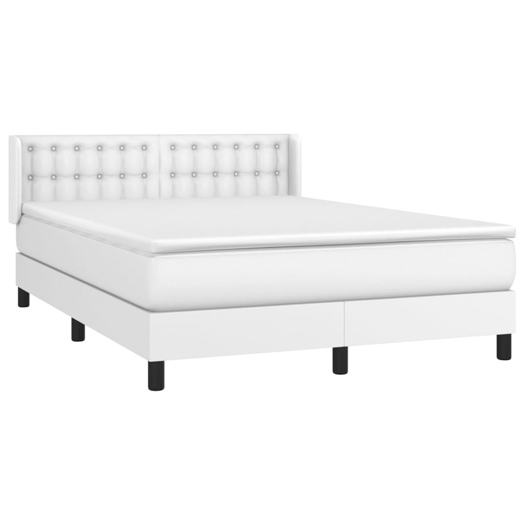 vidaXL Cama box spring con colchón cuero sintético blanco 140x200cm