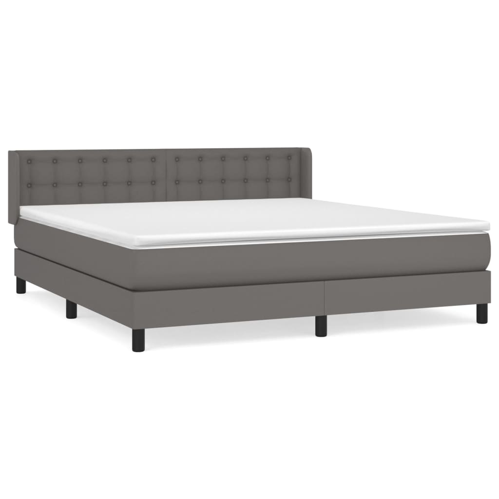 vidaXL Cama box spring con colchón cuero sintético gris 160x200 cm