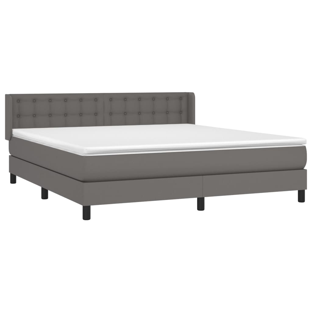 vidaXL Cama box spring con colchón cuero sintético gris 160x200 cm