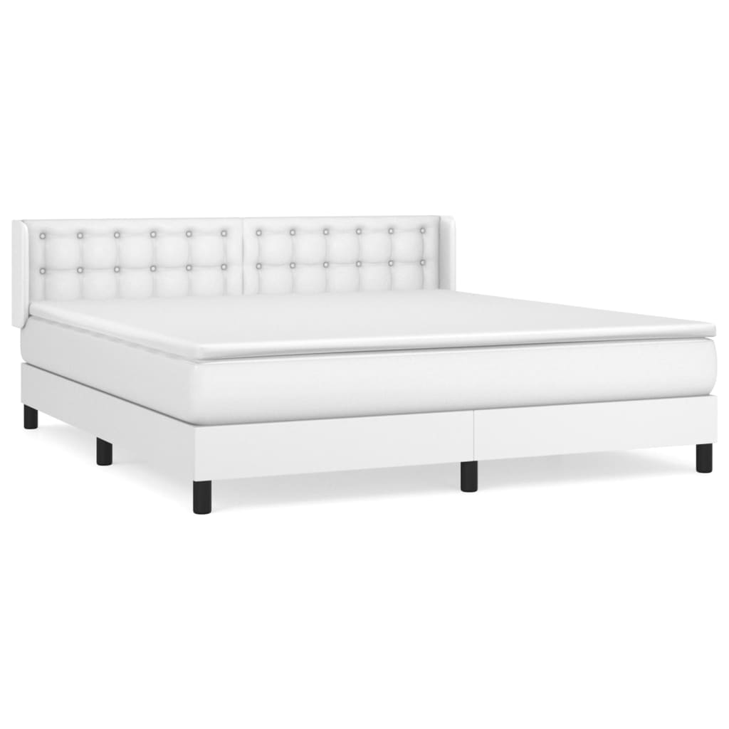 vidaXL Cama box spring con colchón cuero sintético blanco 180x200 cm