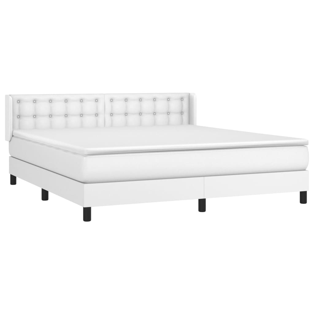 vidaXL Cama box spring con colchón cuero sintético blanco 180x200 cm