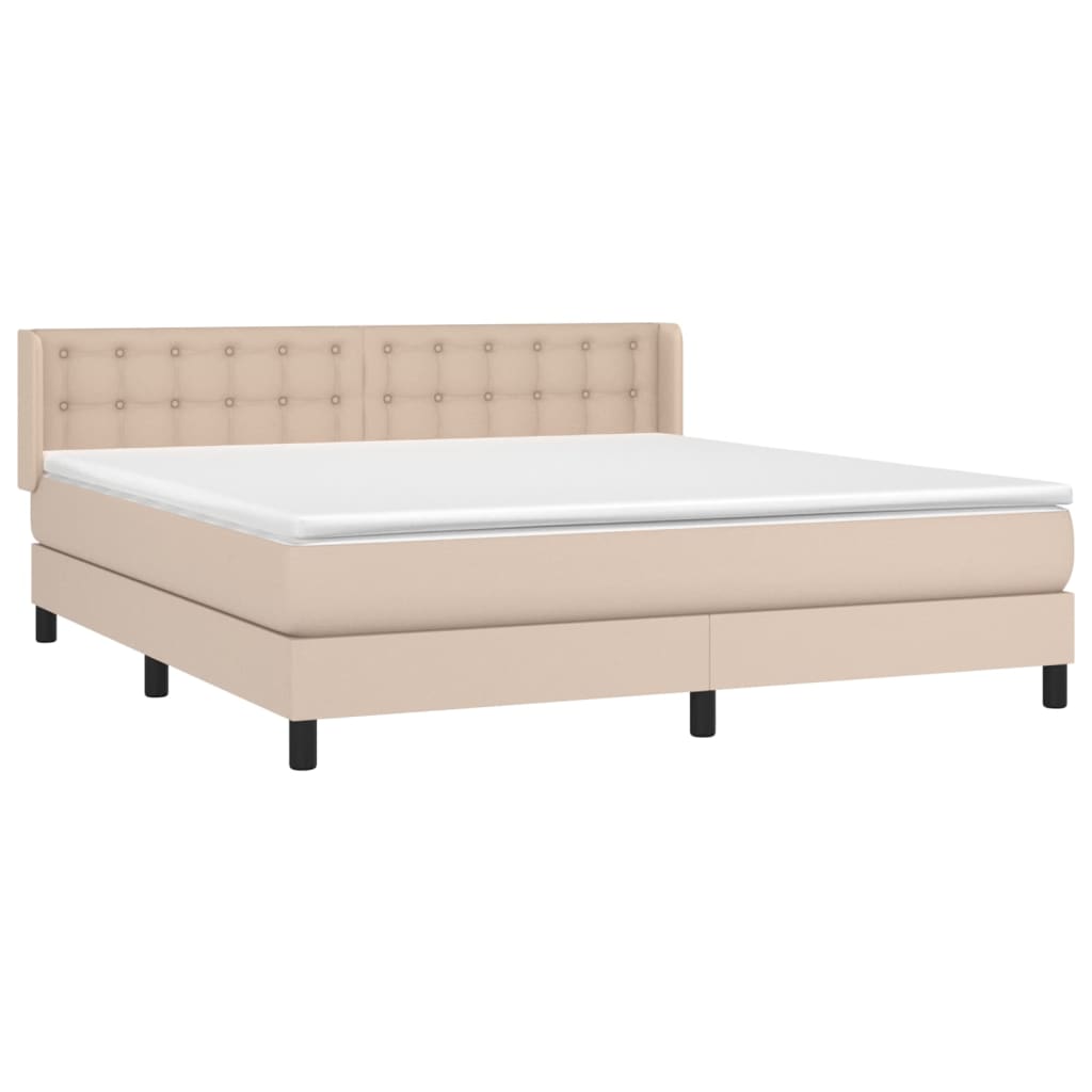 vidaXL Cama box spring con colchón cuero sintético capuchino 180x200cm