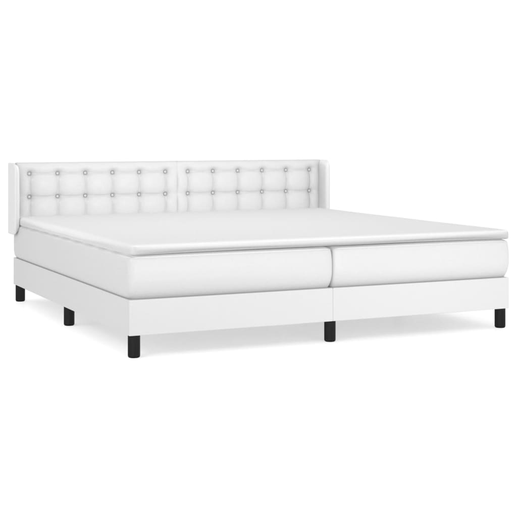 vidaXL Cama box spring con colchón cuero sintético blanco 200x200 cm