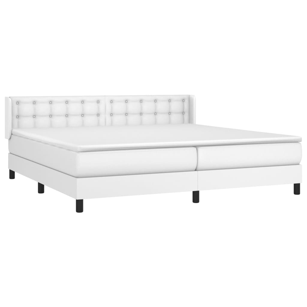 vidaXL Cama box spring con colchón cuero sintético blanco 200x200 cm