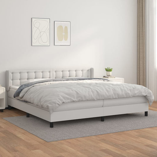 vidaXL Cama box spring con colchón cuero sintético blanco 200x200 cm