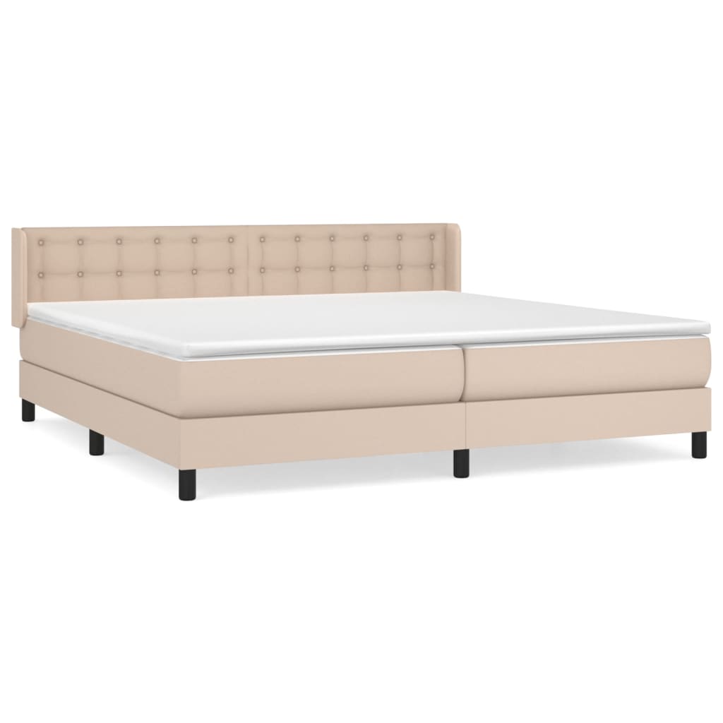 vidaXL Cama box spring con colchón cuero sintético capuchino 200x200cm