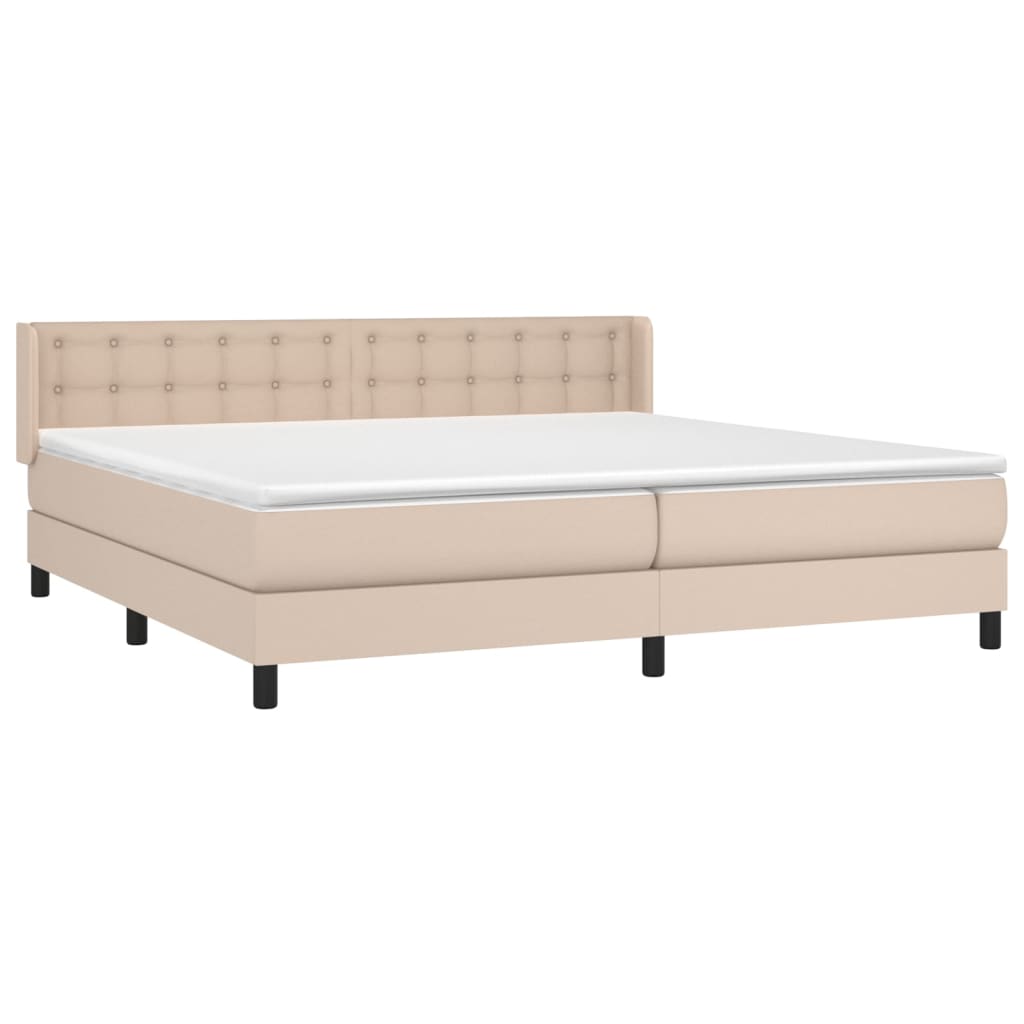 vidaXL Cama box spring con colchón cuero sintético capuchino 200x200cm