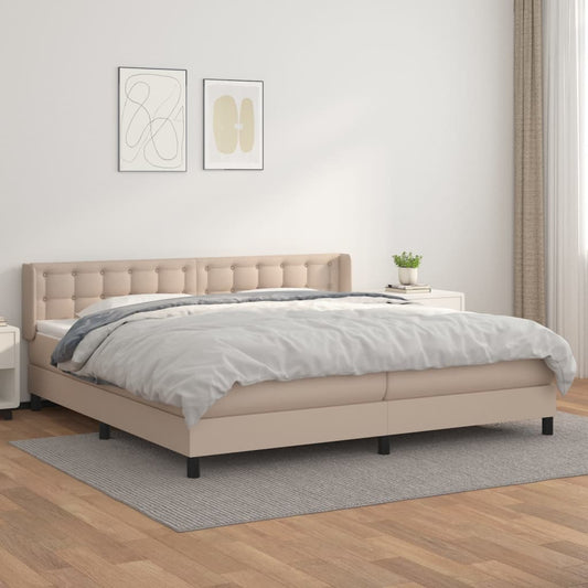 vidaXL Cama box spring con colchón cuero sintético capuchino 200x200cm