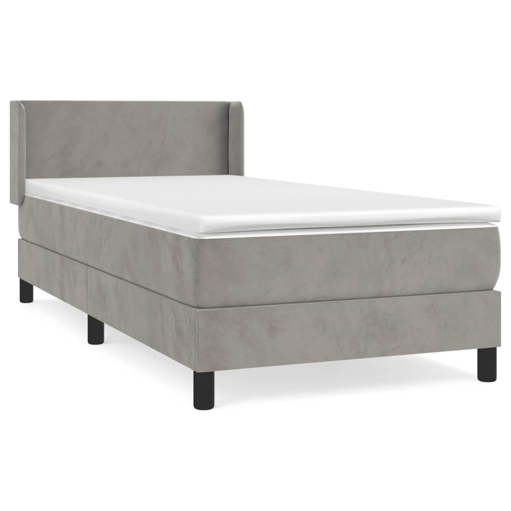 vidaXL Cama box spring con colchón terciopelo gris claro 80x200 cm