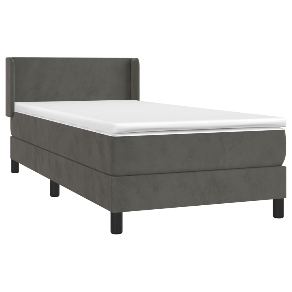 vidaXL Cama box spring con colchón terciopelo gris oscuro 80x200 cm