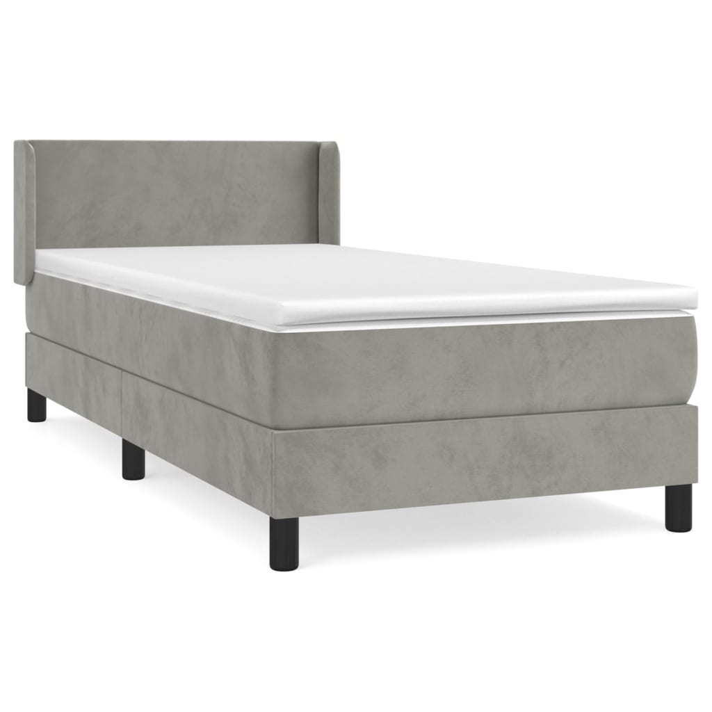 vidaXL Cama box spring con colchón terciopelo gris claro 100x200 cm