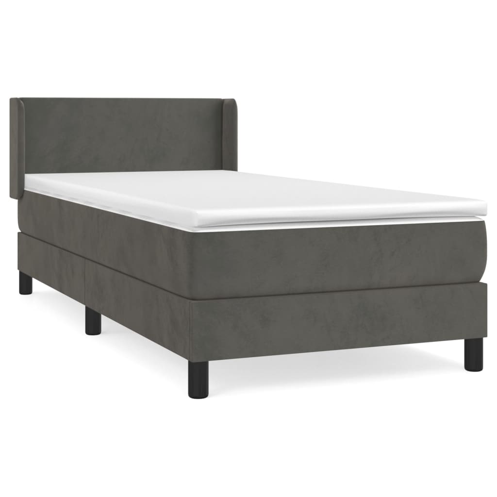 vidaXL Cama box spring con colchón terciopelo gris oscuro 100x200 cm