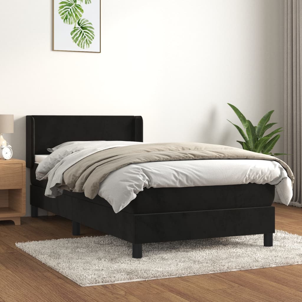 vidaXL Cama box spring con colchón terciopelo negro 100x200 cm