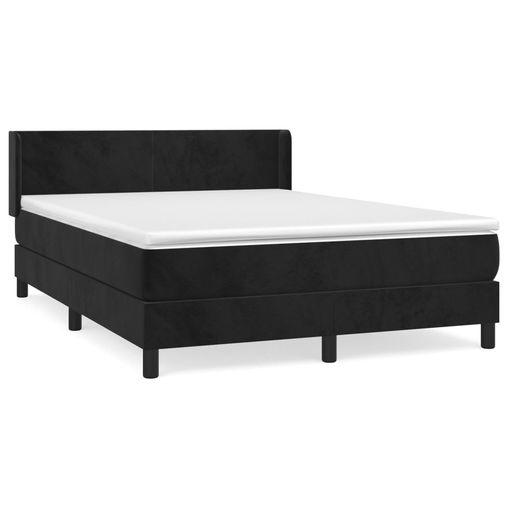 vidaXL Cama box spring con colchón terciopelo negro 140x190 cm