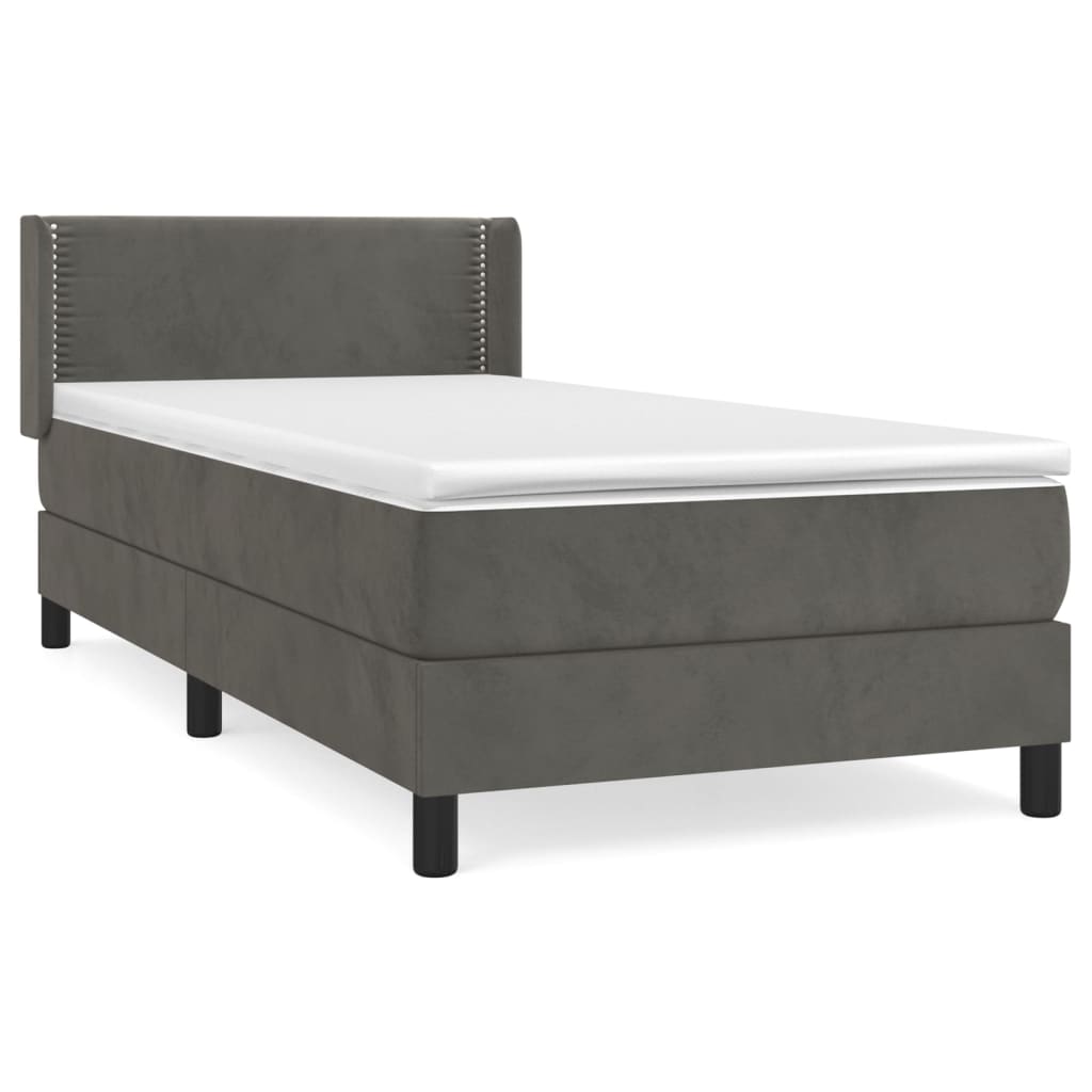 vidaXL Cama box spring con colchón terciopelo gris oscuro 90x190 cm