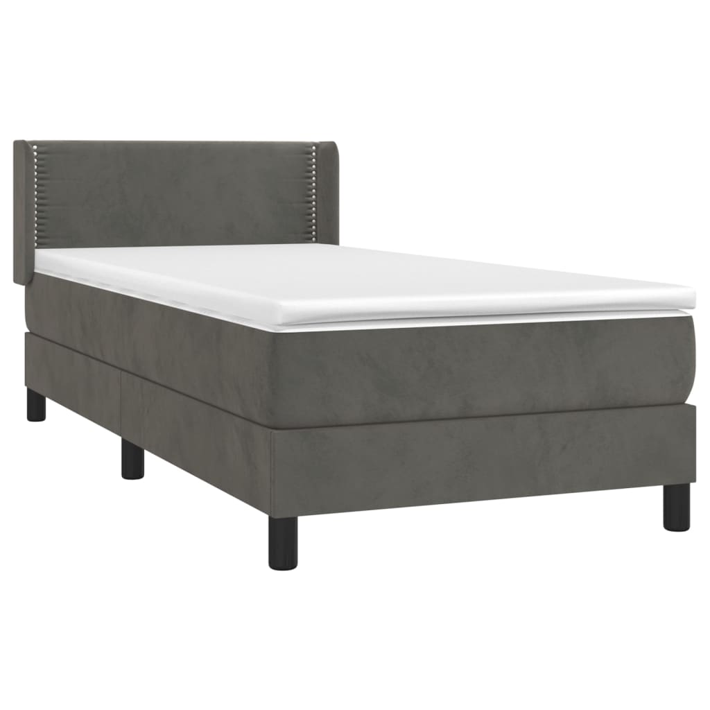 vidaXL Cama box spring con colchón terciopelo gris oscuro 90x190 cm