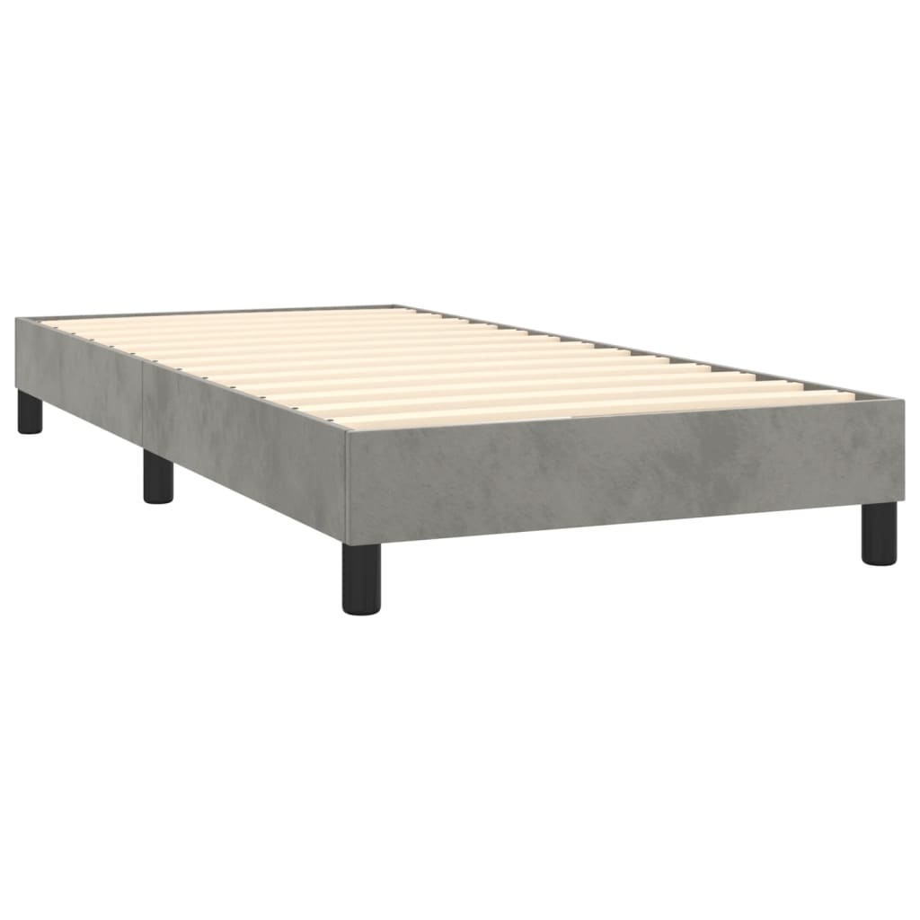 vidaXL Cama box spring con colchón terciopelo gris claro 90x190 cm