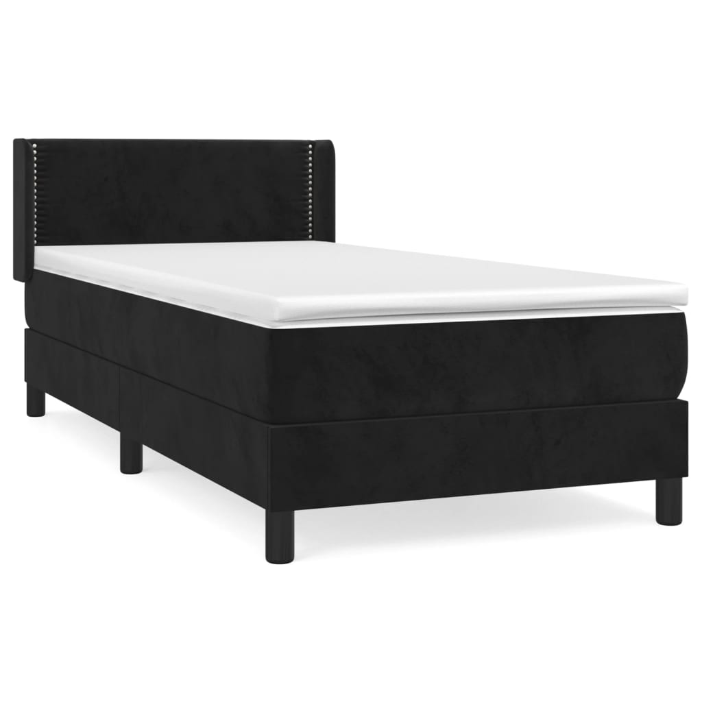 vidaXL Cama box spring con colchón terciopelo negro 90x200 cm