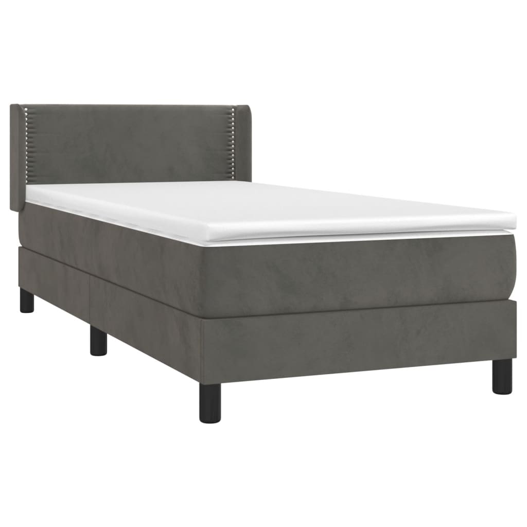 vidaXL Cama box spring con colchón terciopelo gris oscuro 100x200 cm