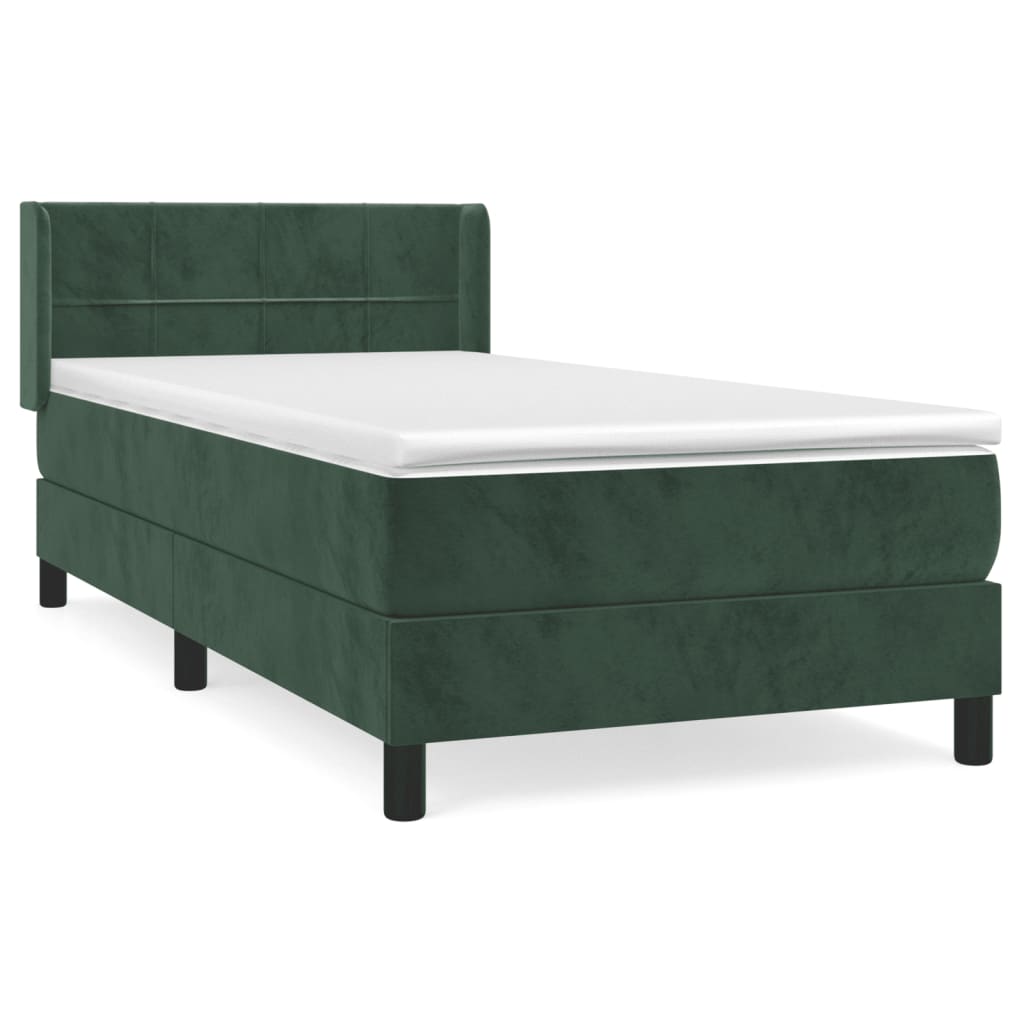 vidaXL Cama box spring con colchón terciopelo verde oscuro 80x200 cm