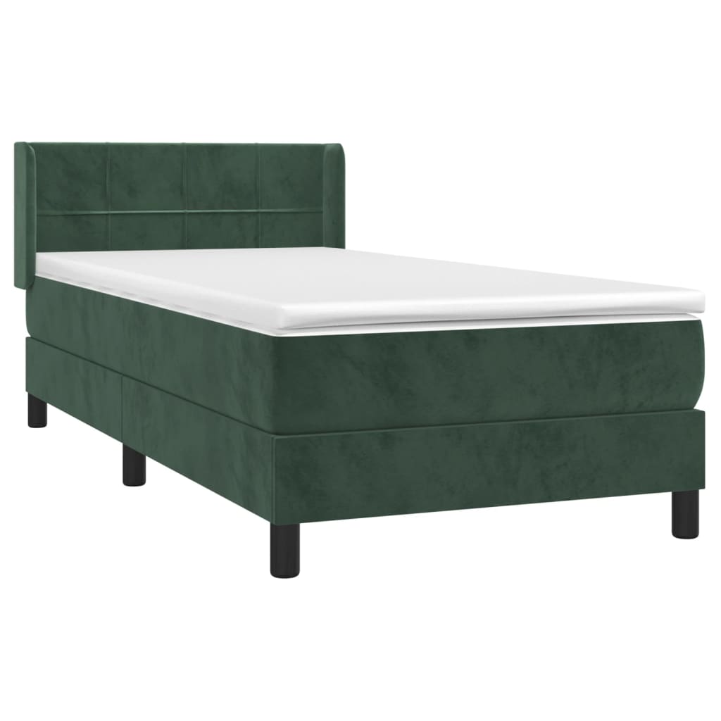 vidaXL Cama box spring con colchón terciopelo verde oscuro 80x200 cm