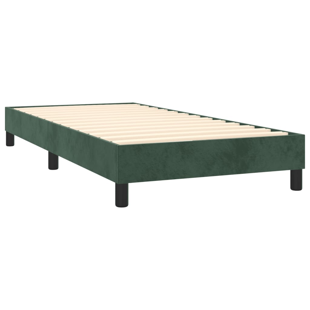 vidaXL Cama box spring con colchón terciopelo verde oscuro 80x200 cm