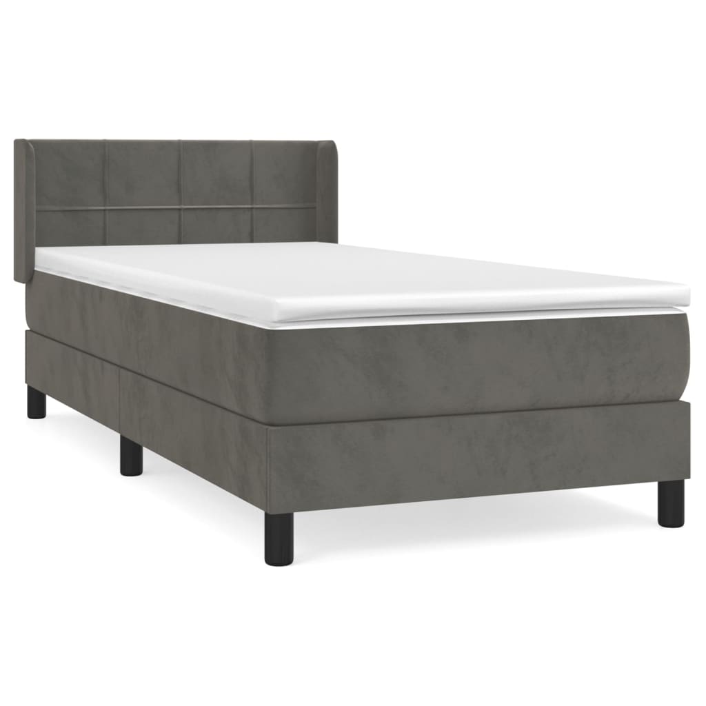 vidaXL Cama box spring con colchón terciopelo gris oscuro 90x190 cm