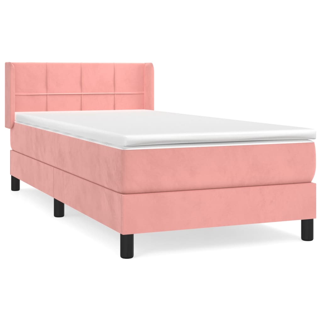 vidaXL Cama box spring con colchón terciopelo rosa 90x200 cm