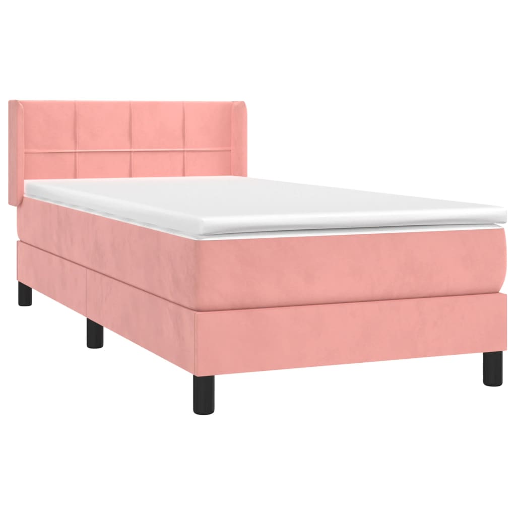 vidaXL Cama box spring con colchón terciopelo rosa 90x200 cm