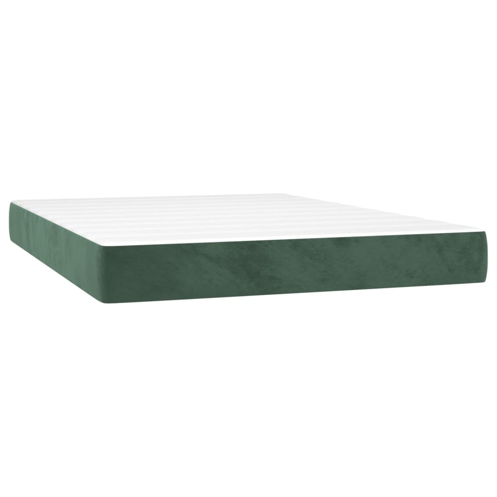 vidaXL Cama box spring con colchón terciopelo verde oscuro 140x200 cm