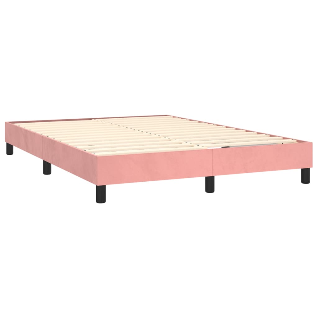 vidaXL Cama box spring con colchón terciopelo rosa 140x200 cm