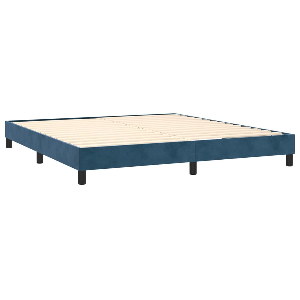 vidaXL Cama box spring con colchón terciopelo azul oscuro 160x200 cm