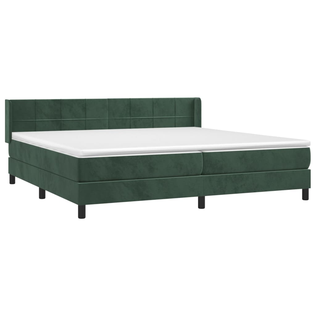 vidaXL Cama box spring con colchón terciopelo verde oscuro 200x200 cm