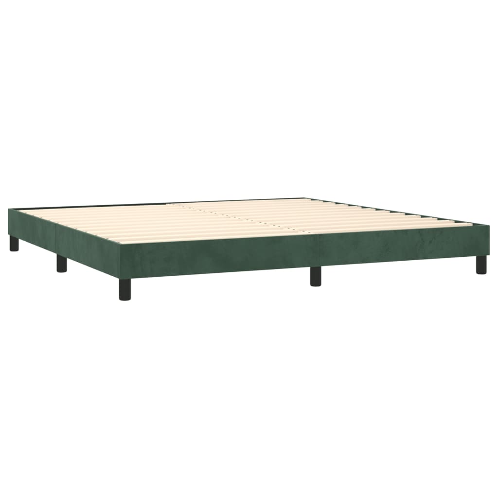 vidaXL Cama box spring con colchón terciopelo verde oscuro 200x200 cm