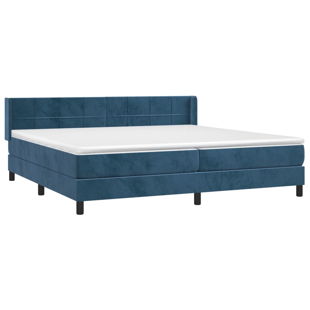 vidaXL Cama box spring con colchón terciopelo azul oscuro 200x200 cm