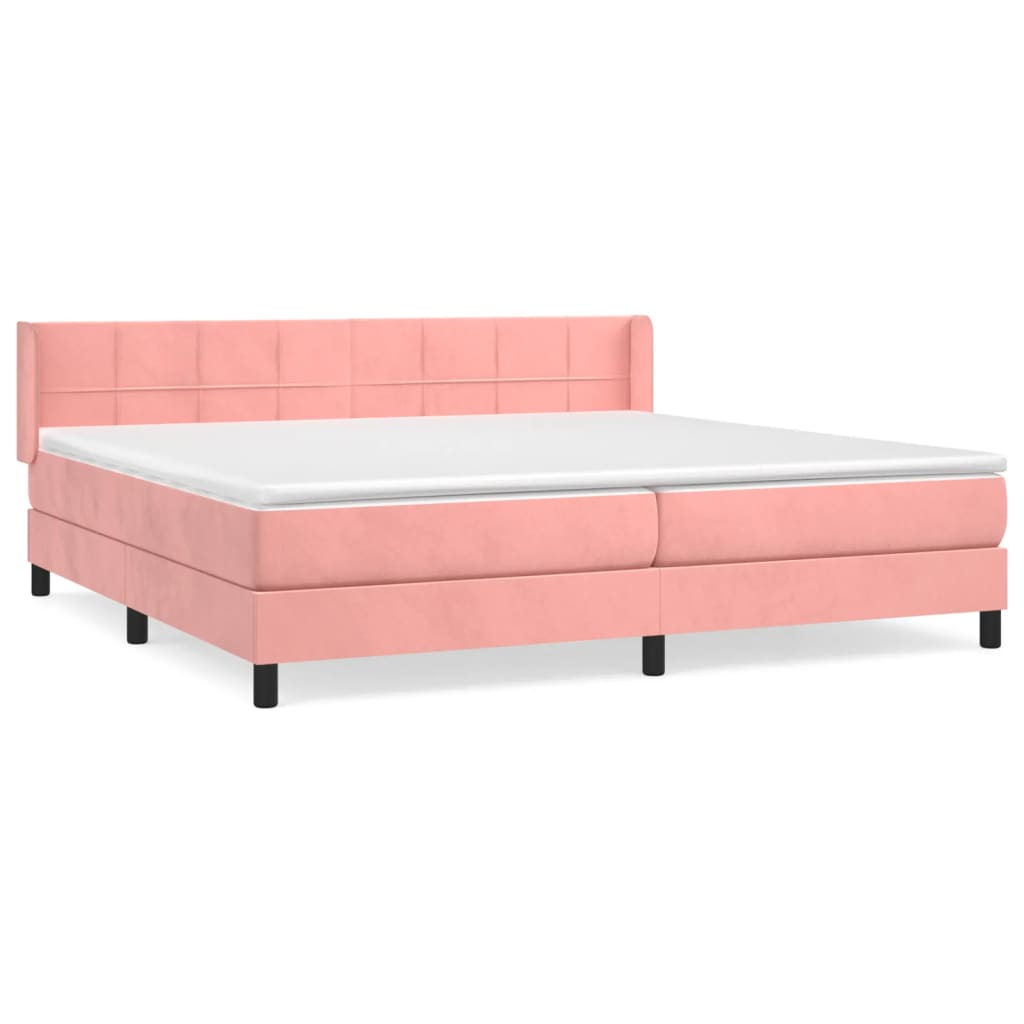 vidaXL Cama box spring con colchón terciopelo rosa 200x200 cm