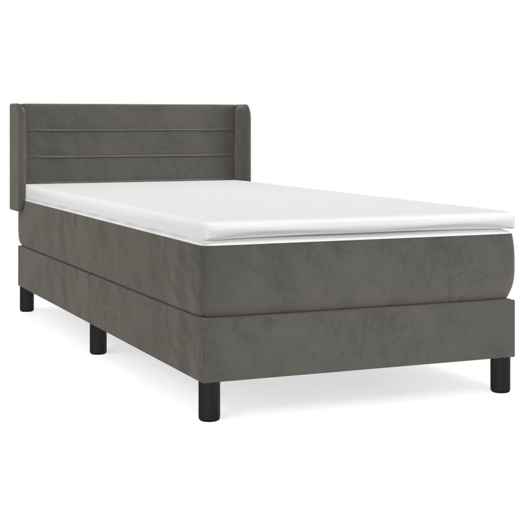 vidaXL Cama box spring con colchón terciopelo gris oscuro 80x200 cm