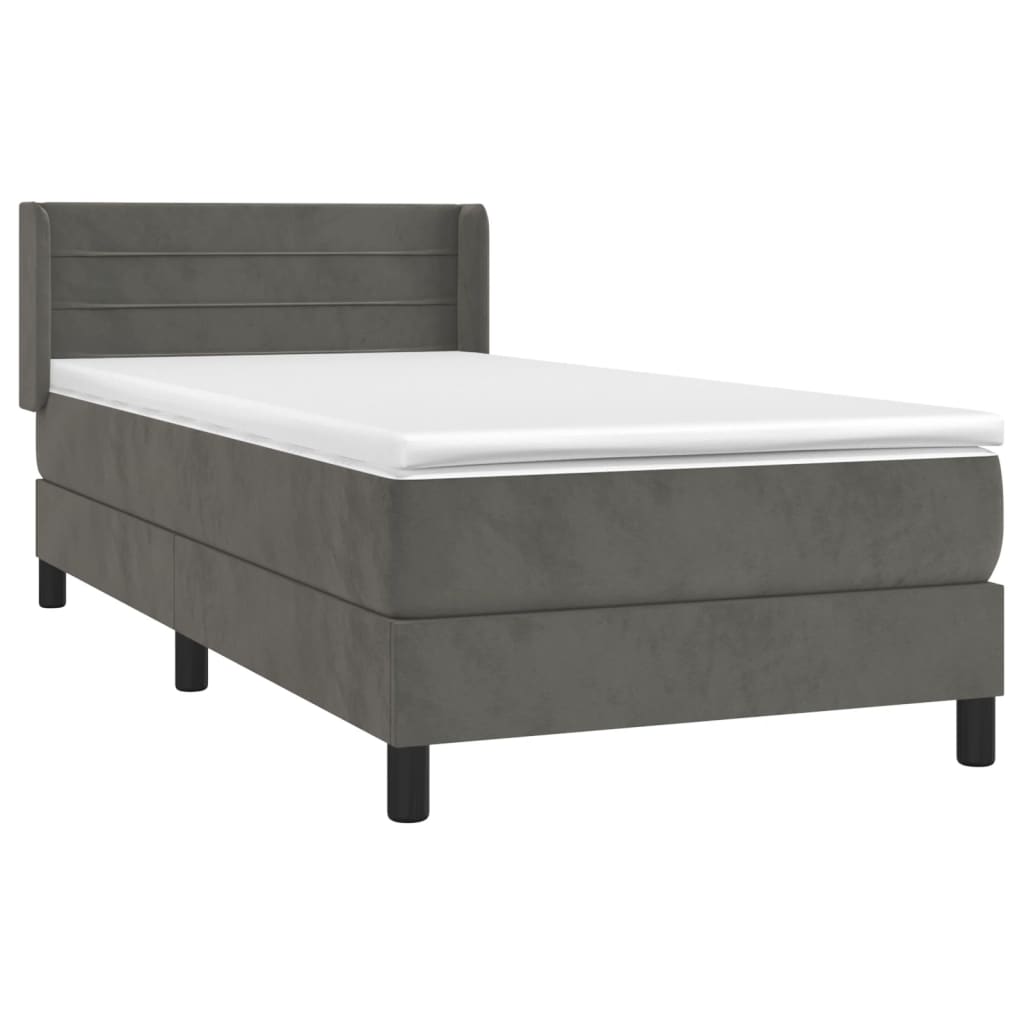 vidaXL Cama box spring con colchón terciopelo gris oscuro 80x200 cm