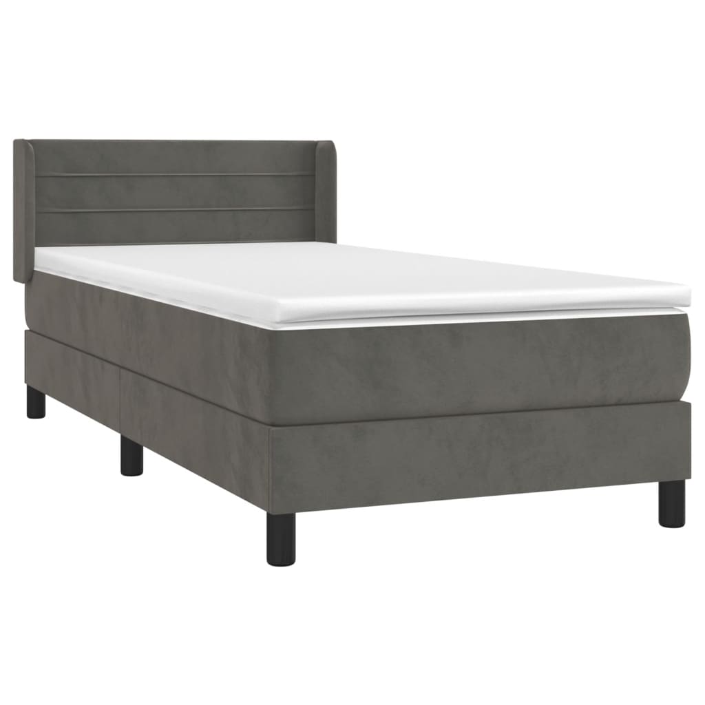 vidaXL Cama box spring con colchón terciopelo gris oscuro 90x190 cm