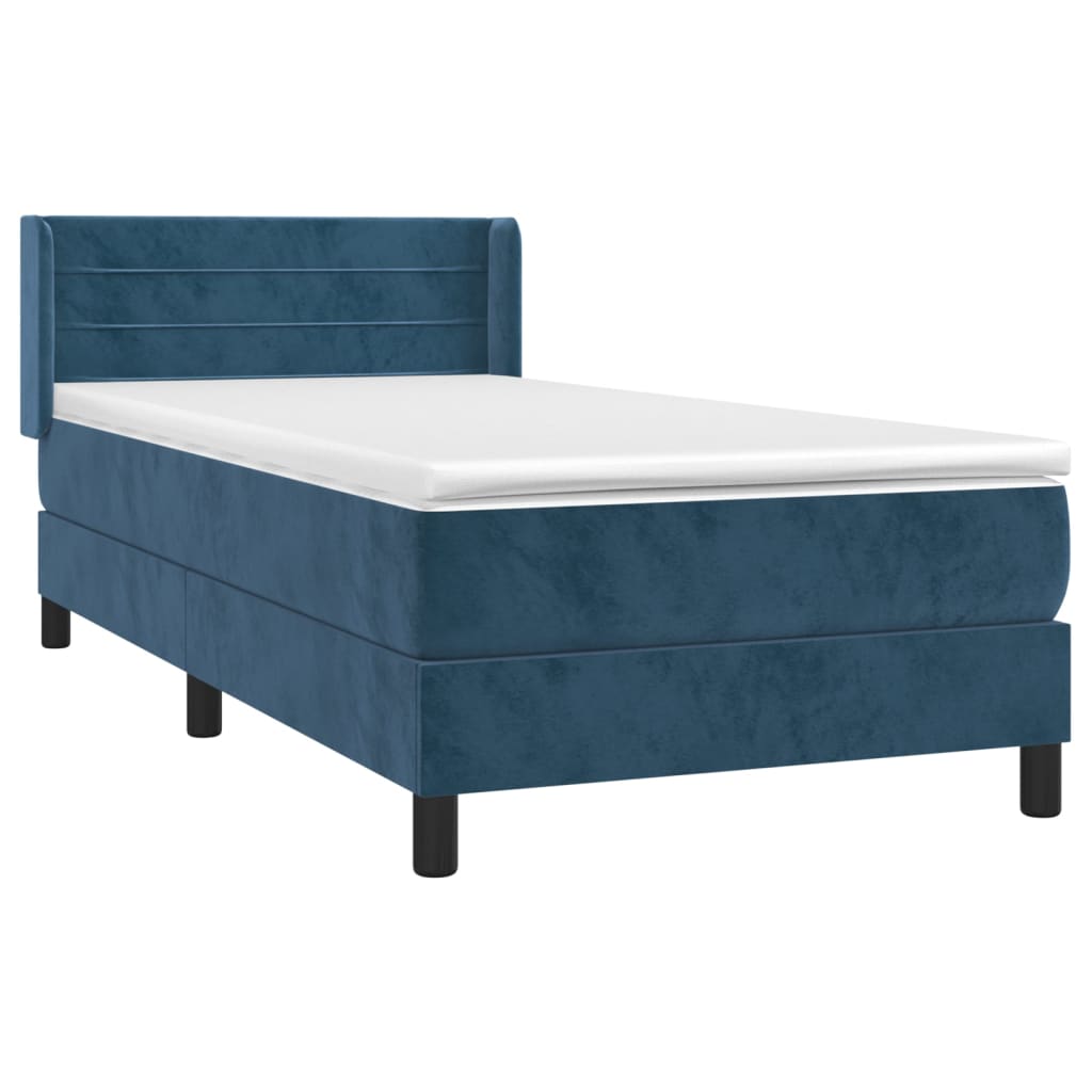 vidaXL Cama box spring con colchón terciopelo azul oscuro 90x190 cm