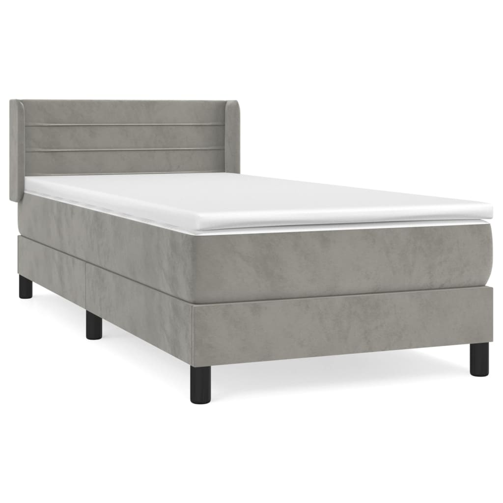 vidaXL Cama box spring con colchón terciopelo gris claro 100x200 cm