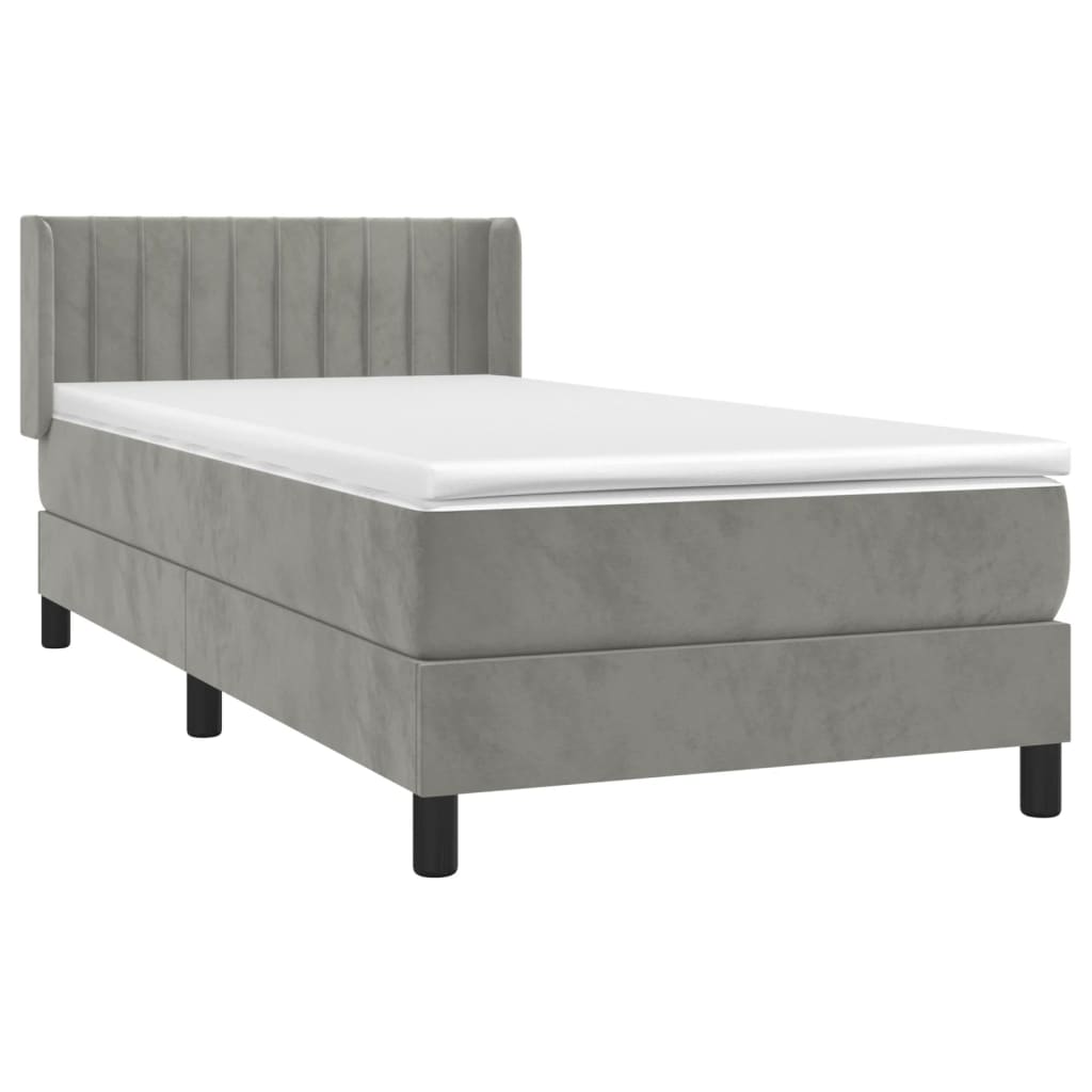 vidaXL Cama box spring con colchón terciopelo gris claro 100x200 cm