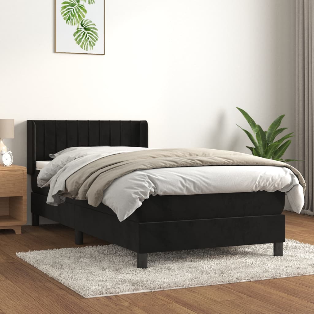 vidaXL Cama box spring con colchón terciopelo negro 100x200 cm