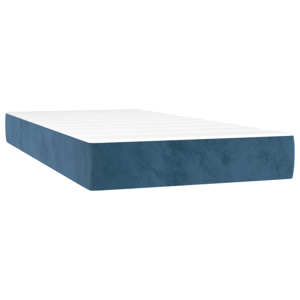 vidaXL Cama box spring con colchón terciopelo azul oscuro 90x190 cm