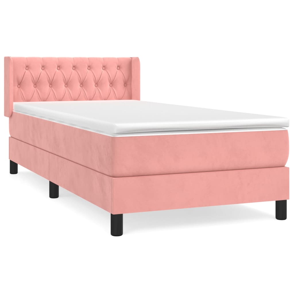 vidaXL Cama box spring con colchón terciopelo rosa 90x190 cm