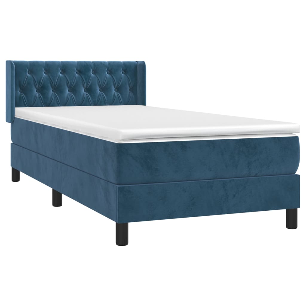 vidaXL Cama box spring con colchón terciopelo azul oscuro 90x200 cm