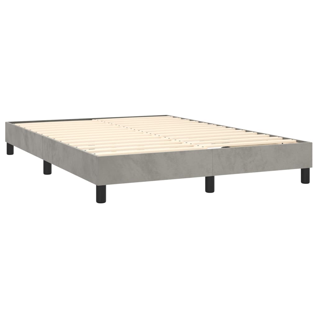 vidaXL Cama box spring con colchón terciopelo gris claro 140x190 cm