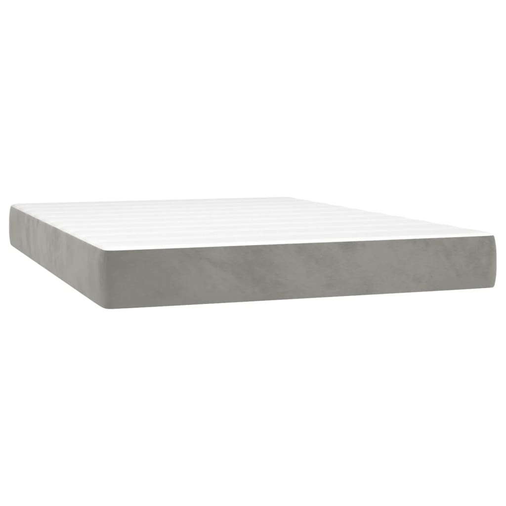 vidaXL Cama box spring con colchón terciopelo gris claro 140x200 cm