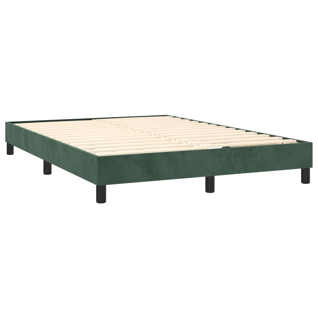 vidaXL Cama box spring con colchón terciopelo verde oscuro 140x200 cm